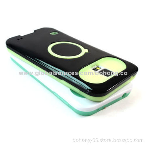 Luminous Case for Samsung S5, PC + Silicone, Back with Kickstand, Various Colors Available